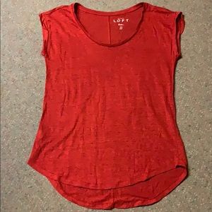 Ann Taylor Loft red linen top EUC